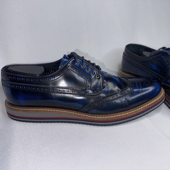 Jared Lang Wingtip Leather Royal Blue Oxford Dress Lace Up Shoes Loafer Men 44 main image 16